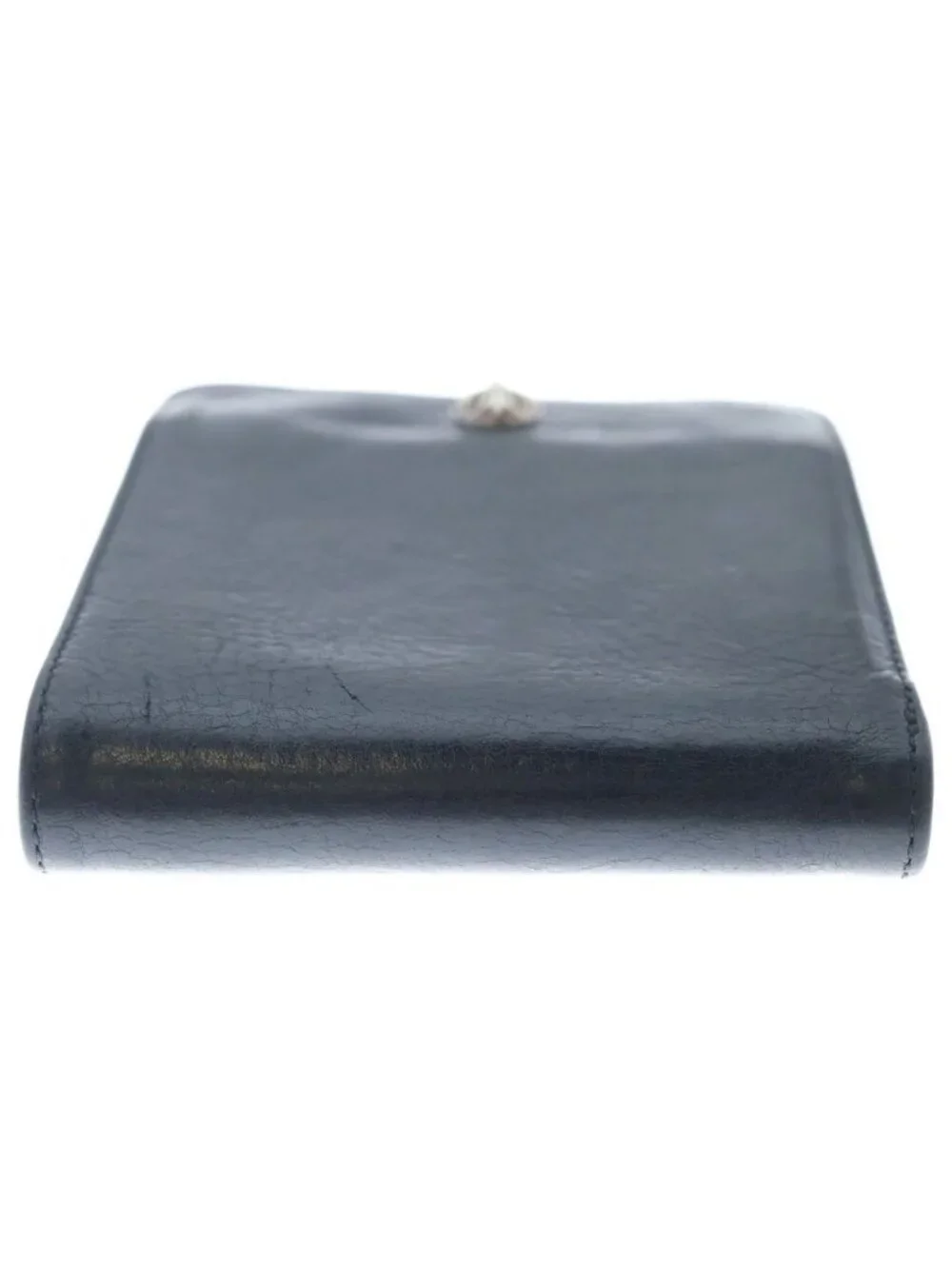 Chrome Hearts 1 Snap Cross Ball Button Leather Wallet Black
